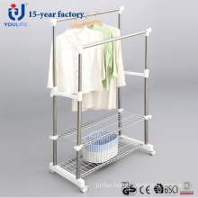 Stainless Steel Double Pole Clothes Hanger with Extra Mesh
